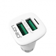 LDNIO 2 Port USB AUTO ID CAR Charger Output 3.6A with USB Cable (C301)- White